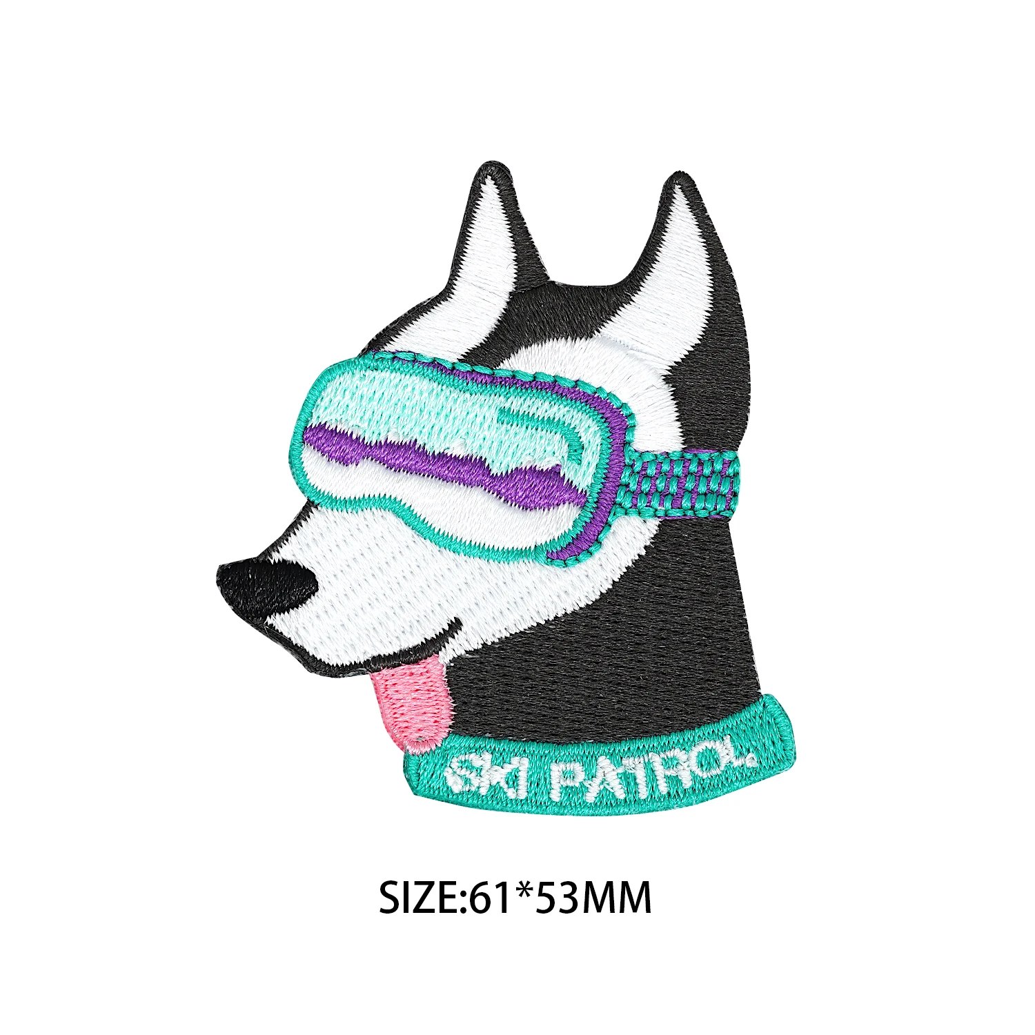 Skiing Husky Patch Dog patch Embroidery Patch Iron On Patches For Clothing Funny patch On Clothes Embroidered Ironing Sticker