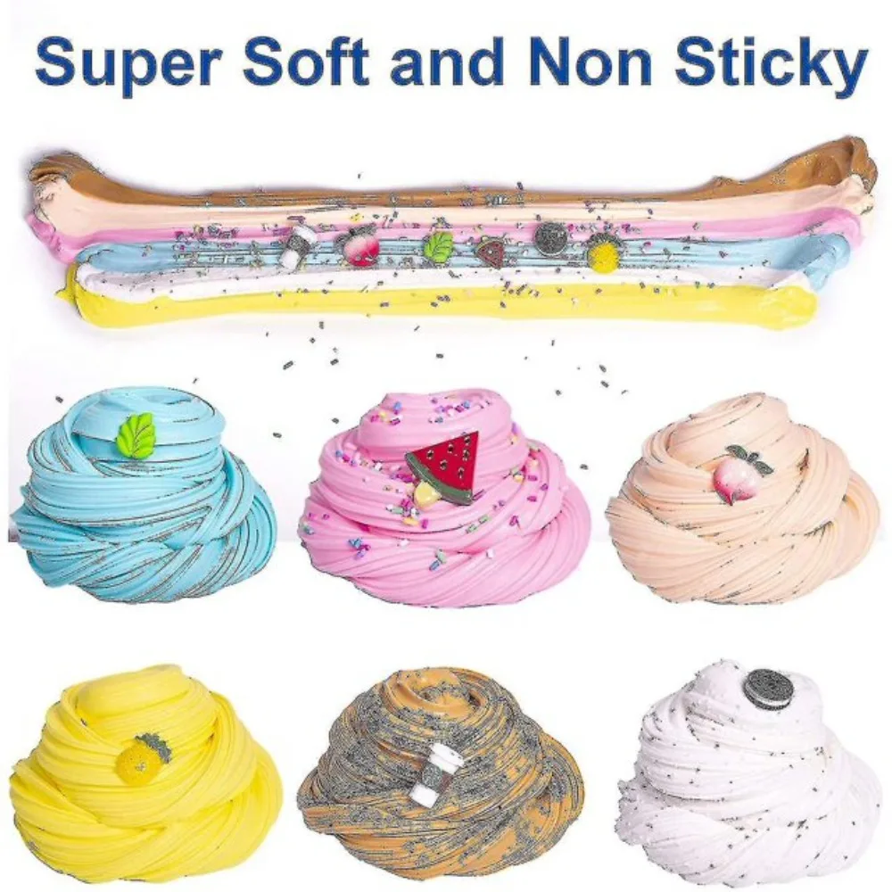Fluffy butter clay set, cute rubber clay party gift, super soft and non stick, suitable for children's stress relief toys