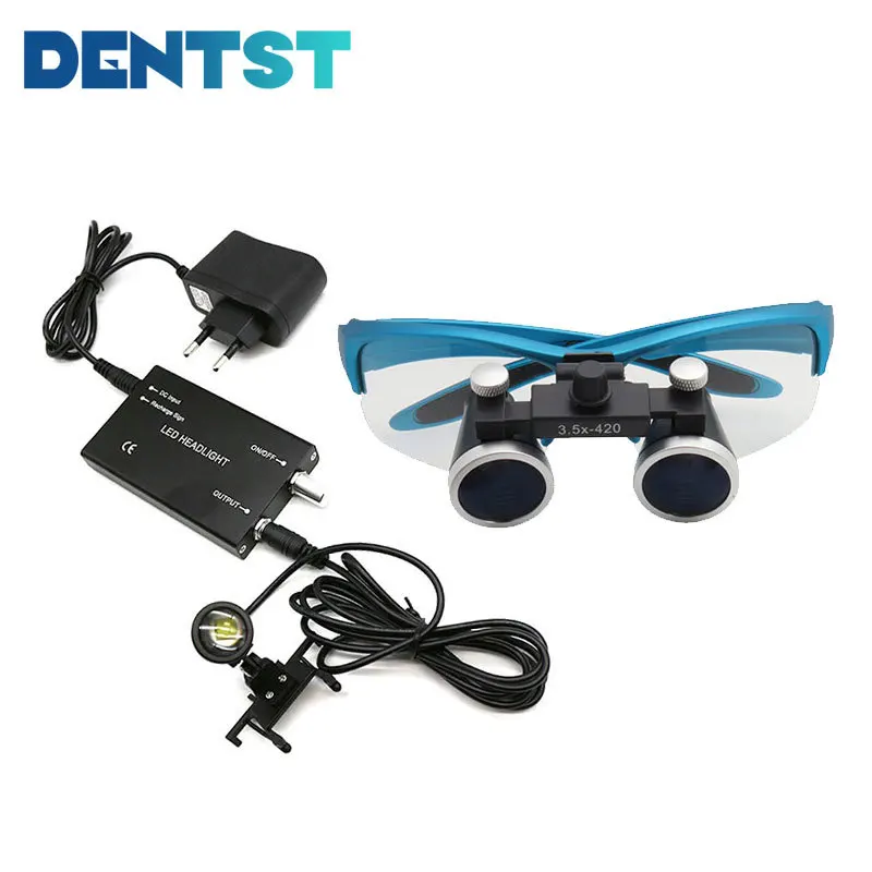 Dentst Dentistry Binocular Magnifier Magnification 2.5X 3.5X With 3W Head Light Magnifying Glass Ultra-lightweight Dental Tools