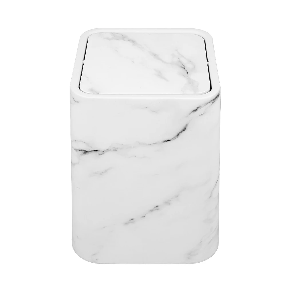 

Marbled Trash Can Kitchen Rubbish Bathroom Garbage with Lid Bin Marbling Bedroom Flower Bucket Compost