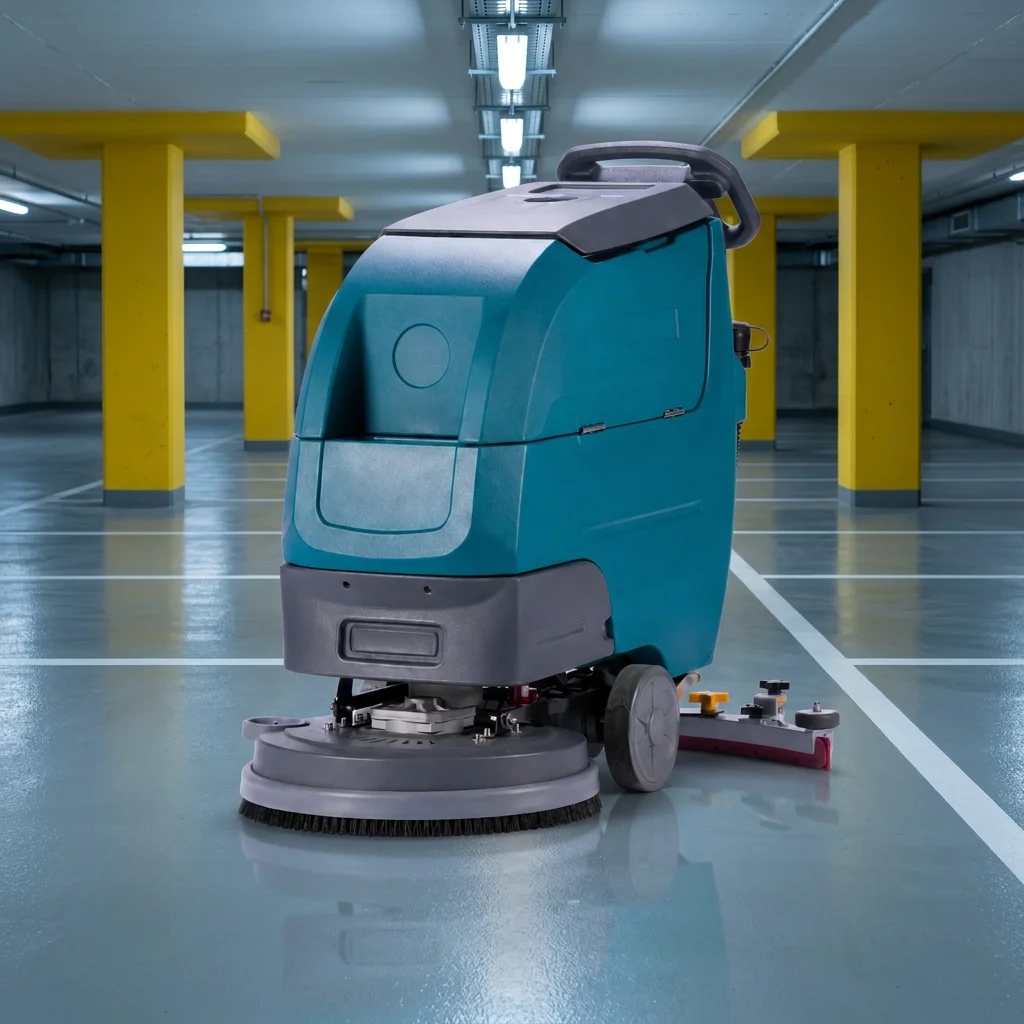 Zoyon ZY-D3Z Walk Behind Floor Scrubber Self Propelled 24V Battery Low Noise 68dB Hotel Factory Floor Cleaner