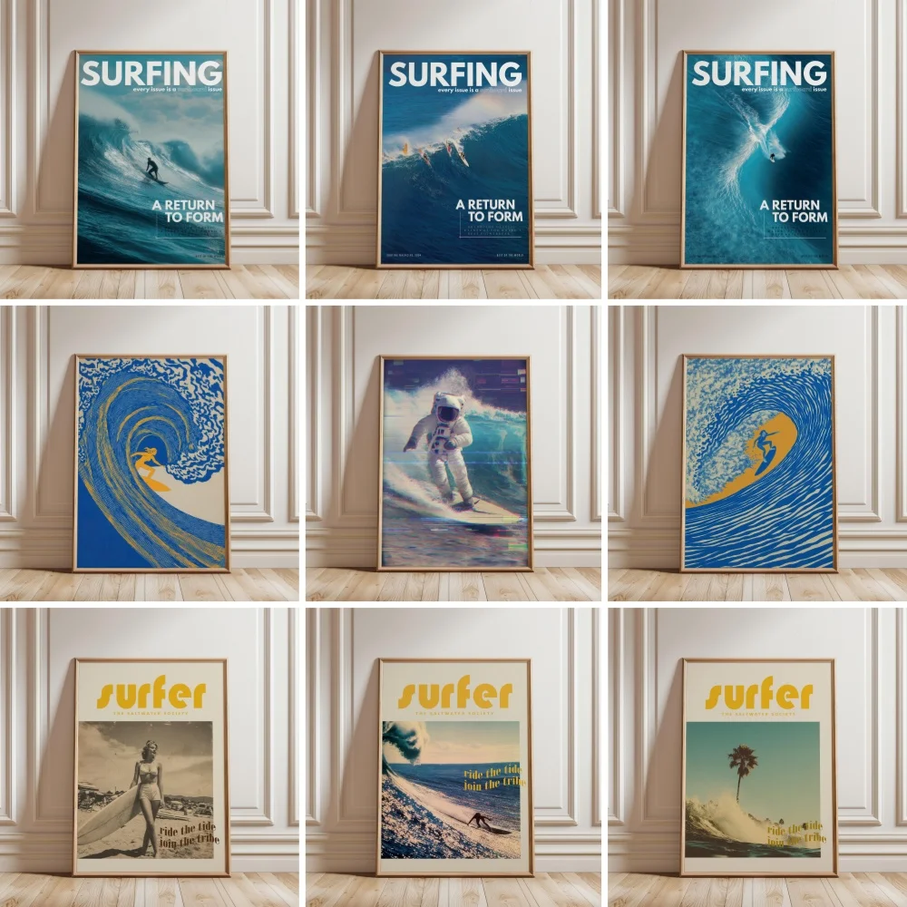 Sea Surf Barrel Surfing Magazine Cover Poster Ocean Wave Surfer Print Canvas Printing Picture Wall Art Home Decor Mural Cuadros