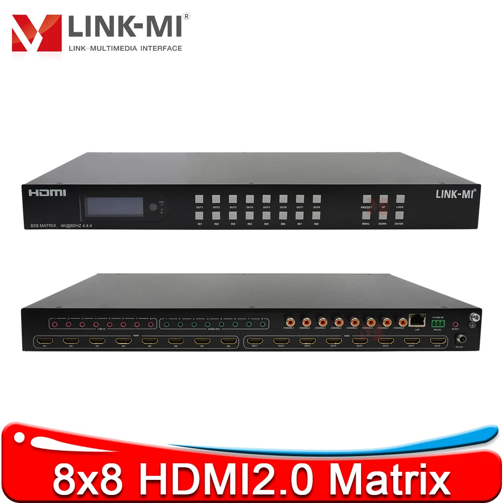 アナログオーディオおよびSPDIF出力を備えた8x8 HDMIマトリックススイッチ4K60Hz