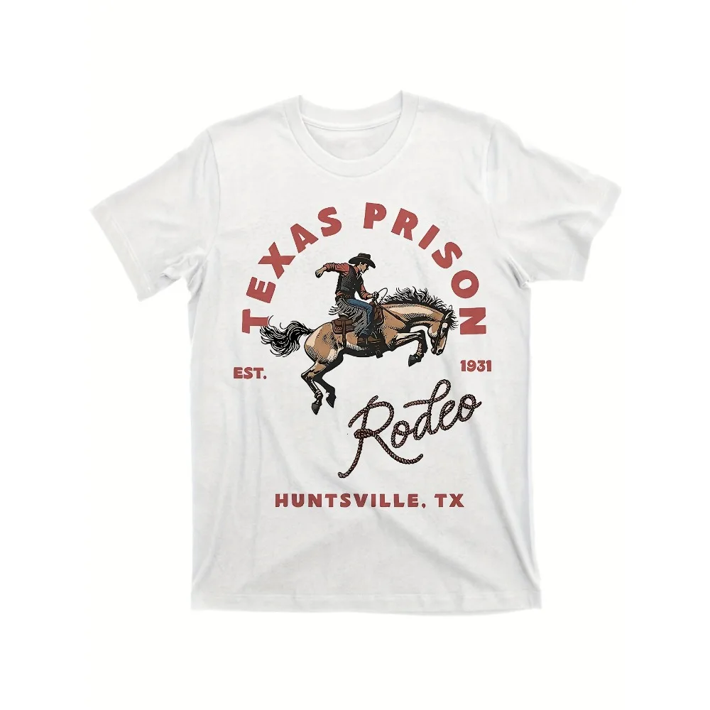 

Texas Prison Rodeo Vintage Graphic T Shirt[Cool Design] Street Trending Style Women's Tee Comfortable Cotton Round Neck Shorts