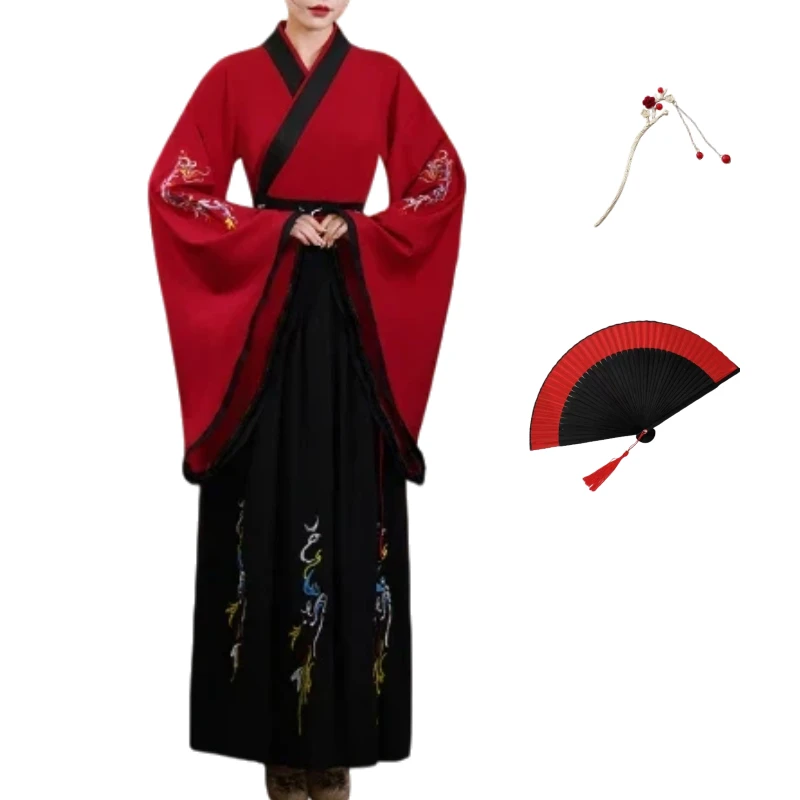 

Hanfu Traditional Chinese Clothing Ancient Long Sleeves Hanfu Dress Tang Suit for Women Men New Year Spring Festival Performance