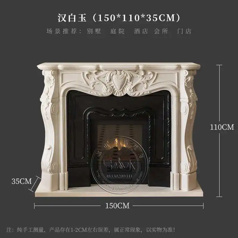 Lareira de mármore lareira esculpida europeia villa sala de estar