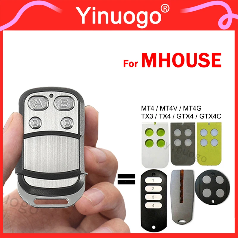 

For MHOUSE MOOVO Remote Control Compatible With MHOUSE TX4 GTX4 GTX4C TX3 MT4 MT4G MT4V 433.92MHz Garage Gate Remote Control