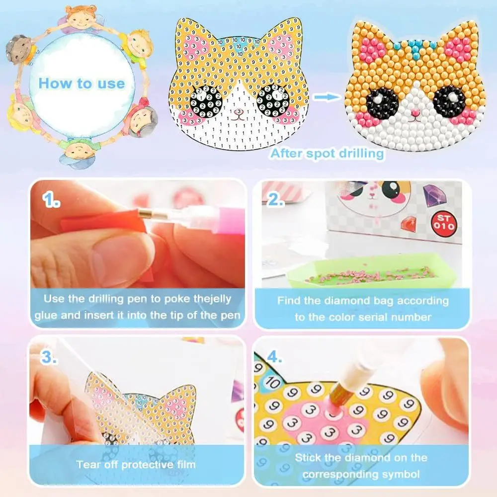 Kinderen DIY Diamond Schilderen Handgemaakte Materiaal Pack Cartoon Anime Stickers Decoraties Educatief Speelgoed Verf op Nummer Geschenken