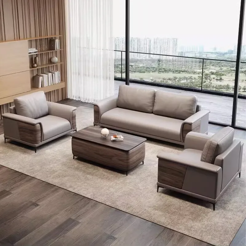 

Simple Office Sofa the Best Price PU Leather Sofa with Coffee Table Set Office Room Furniture Synthetic Leather Modular Modernpr