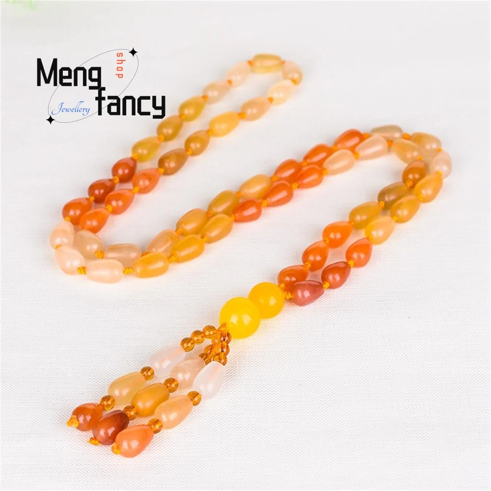 Natural Golden Silk Jade Necklace Charms Fashion Jade Fine Jewelry Men Women Luxury Bracelet Sweater Chain Souvenir Holiday Gift
