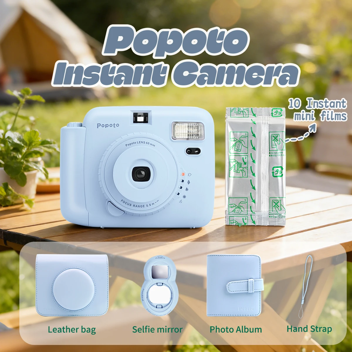 

Новая моментальная камера Popoto с эффектом винтажной пленки, автоматическая экспозиция, пять режимов, регулируемая (батарейки в комплект не входят)