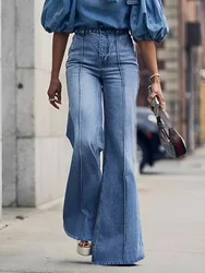 Hohe Taille Frauen weites Bein ausgestellte Hose Frühling Herbst lässig schlichte Jeans hohe Taille y2k Streetwear elegante Arbeits hose 2024