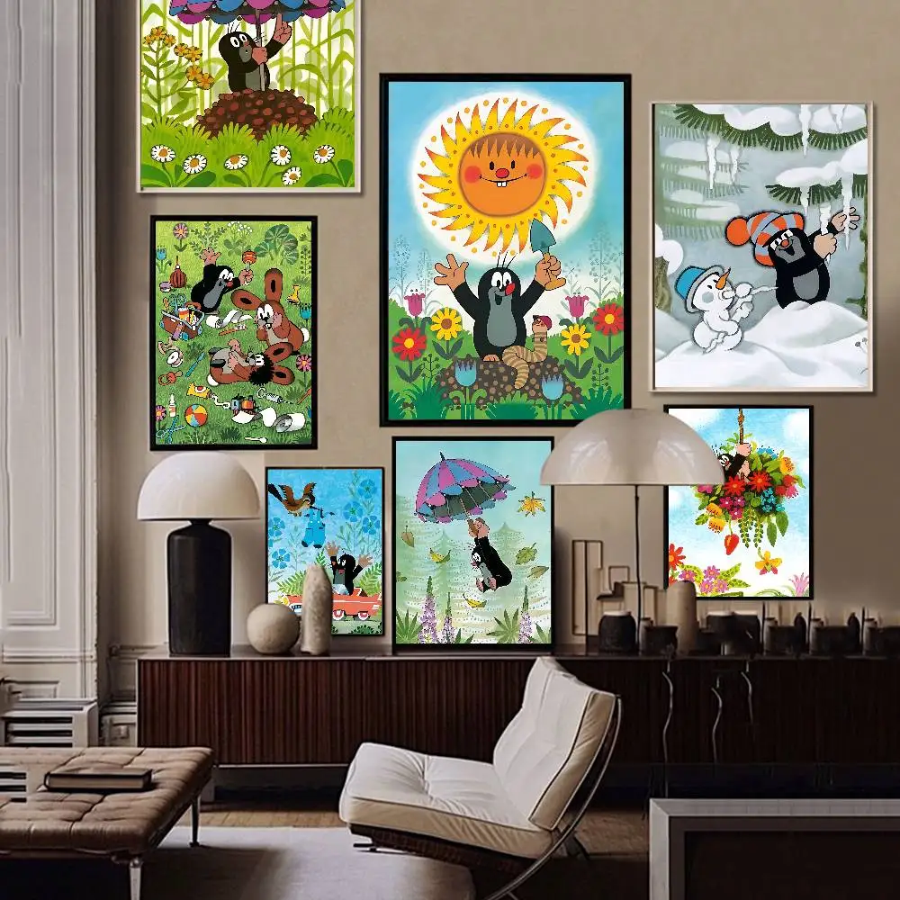 The L-little Mole Self-adhesive Art Poster Waterproof Paper Sticker Coffee House Bar Posters Wall Stickers