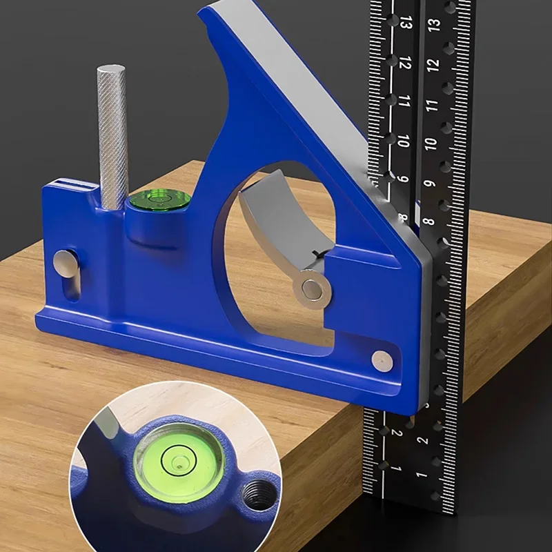 30CM Precision Marking Right Angle Ruler 45/90 Degree Hole Angle Ruler Industrial Marking Gauge Draw Circle Square Woodworking