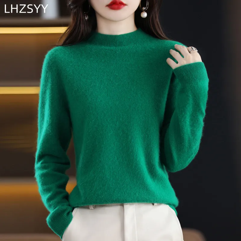 100%Pure Wool Sweater Women Pullovers Short Knitted Cashmere Sweater Spring Autumn New Tops Basic Female Jacket Jumper 12 Colors