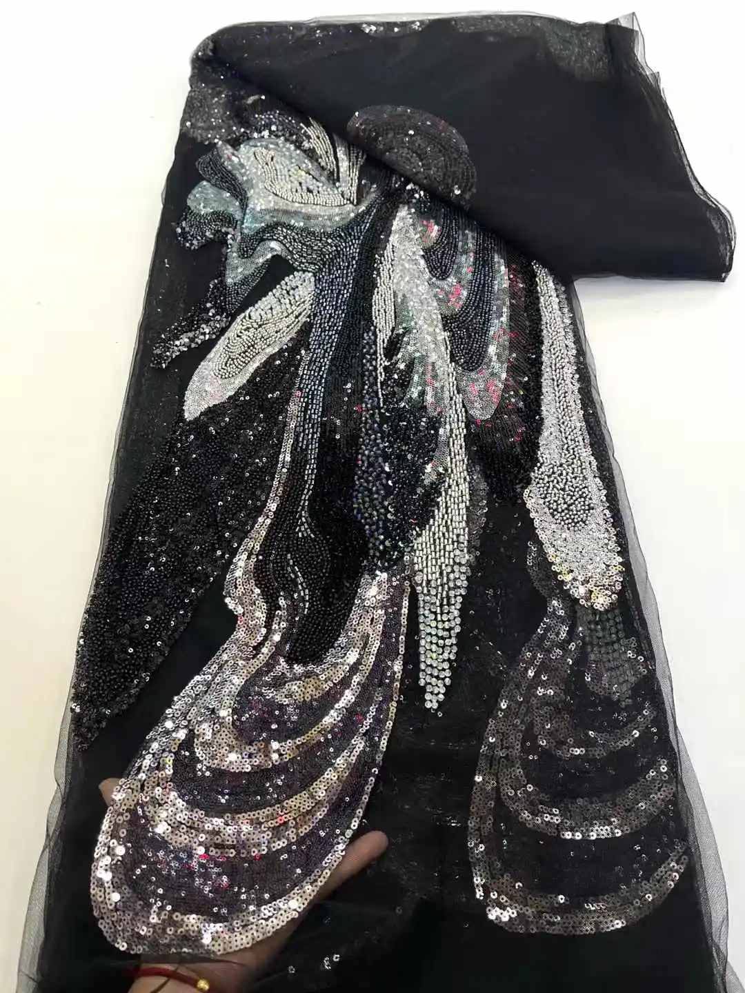 Luksusowa nigeryjska tkanina afrykańska z koralikami, haftowana koronka, francuska siatka, koronka z cekinami, nigeryjska tiulowa koronka na imprezę.