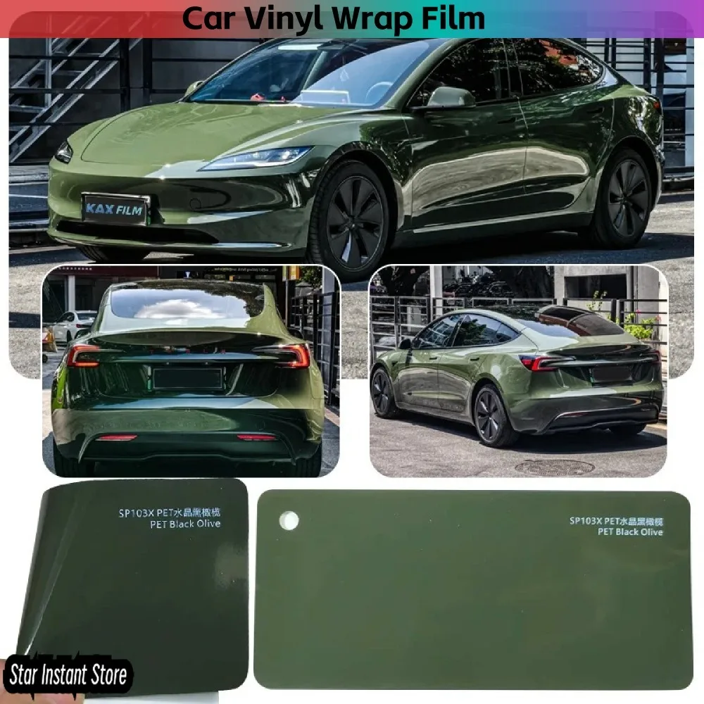 

Film Super Gloss Green olives PET Release Liner Super Stretchable Vinyl Wrap Air Release Color Changing Vinyl Wrap Car Film