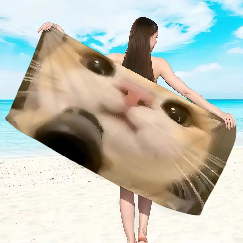 Cat Shot Towel Soft Lightweight Anti-Sand Large Beach Towel Quick-Drying Bath Sports Family