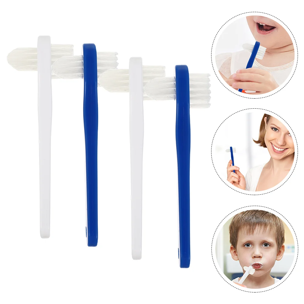 

4 Pcs Double Headed False Toothbrush Gum-friendly Denture Cleaning Delicate Full Dentures Oral Pp Cleaner Ergonomic