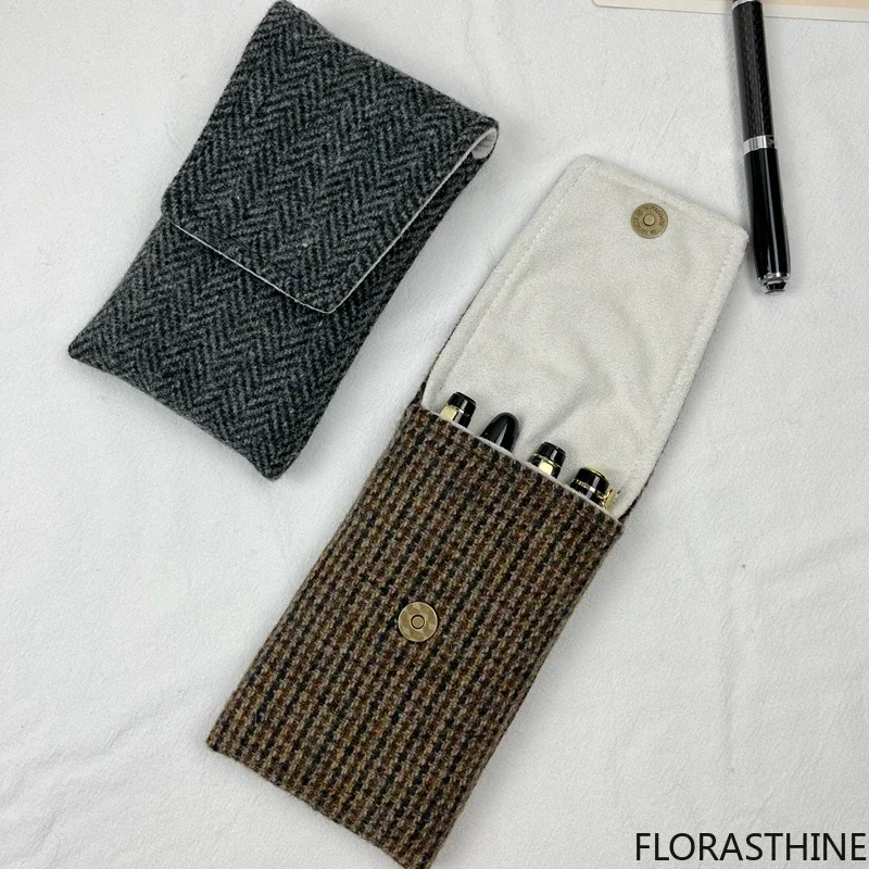 astuccio-per-penne-in-lana-a-quadri-stile-retro-harris-confezione-da-4-in-tweed-con-copertura-in-tweed-chiusura-magnetica-e-fibbia