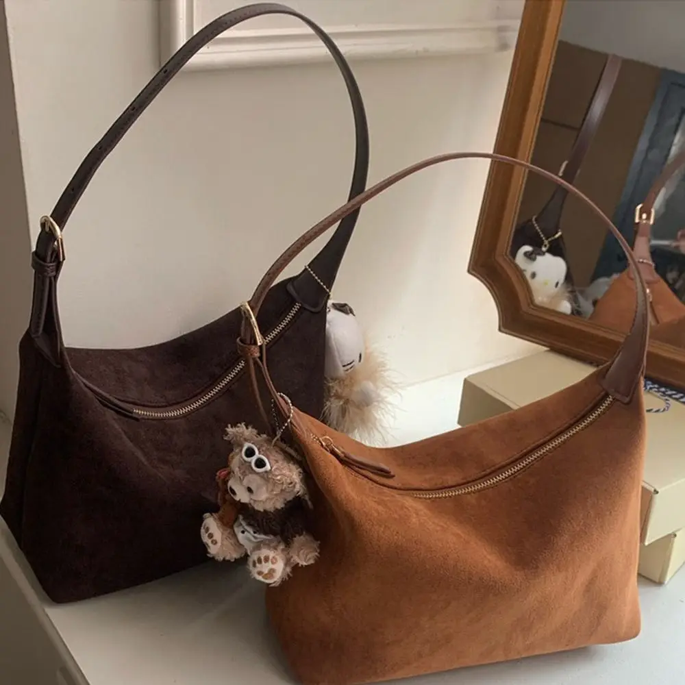 

Retro Suede Armpit Dumpling Bag Simple Commuting Deer Skin Velvet Shoulder Bag Crossbody Bag Shoulder Bag