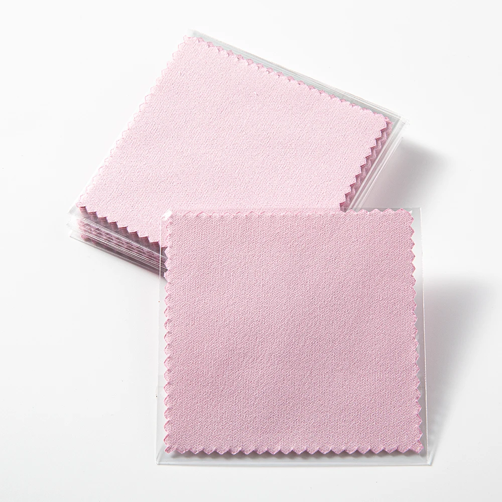 

10/50pcs Jewelry Polishing Pink Color Fabric Polish Cleaning Cloth Soft Wipe For Silverware Tool Making Supplies Accessories