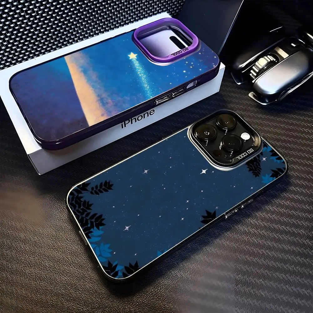 

Night Stars Phone Case For iPhone17,16,15,14,13,12,11 Plus,Pro Max Purple Matte Shockproof Cover