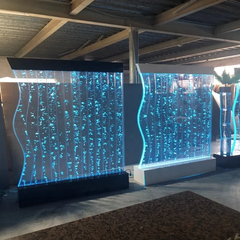 Customization.Customized S-Shape Acrylic Bubble Curtain Large Water Curtain Wall Flow Screen for Indoor Use Modern Design Printe