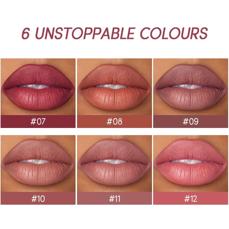 Rossetto opaco e matita per labbra Set 12 colori matita per labbra impermeabile lucidalabbra ad alta pigmentazione sottile a lunga durata