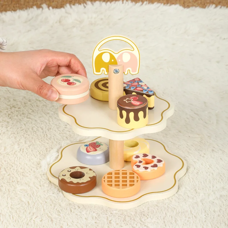 Keuken Fantasiespel Speelgoed Houten Simulatie Voedselaccessoires Pizzasalade Dessertset Montessori Educatief speelgoed voor peuter 3+