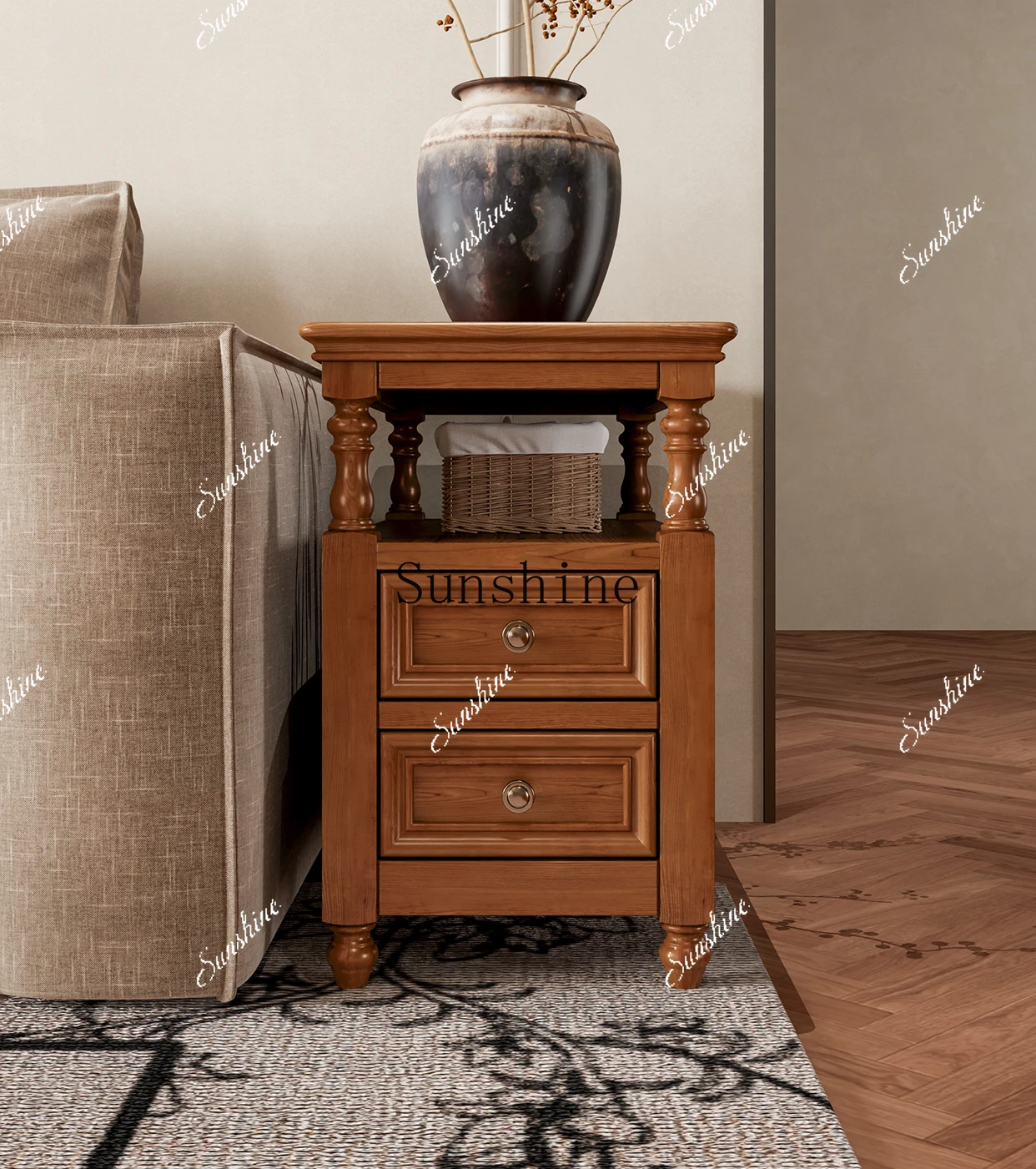 

American solid wood retro home tea cabinet high-end side cabinet FT