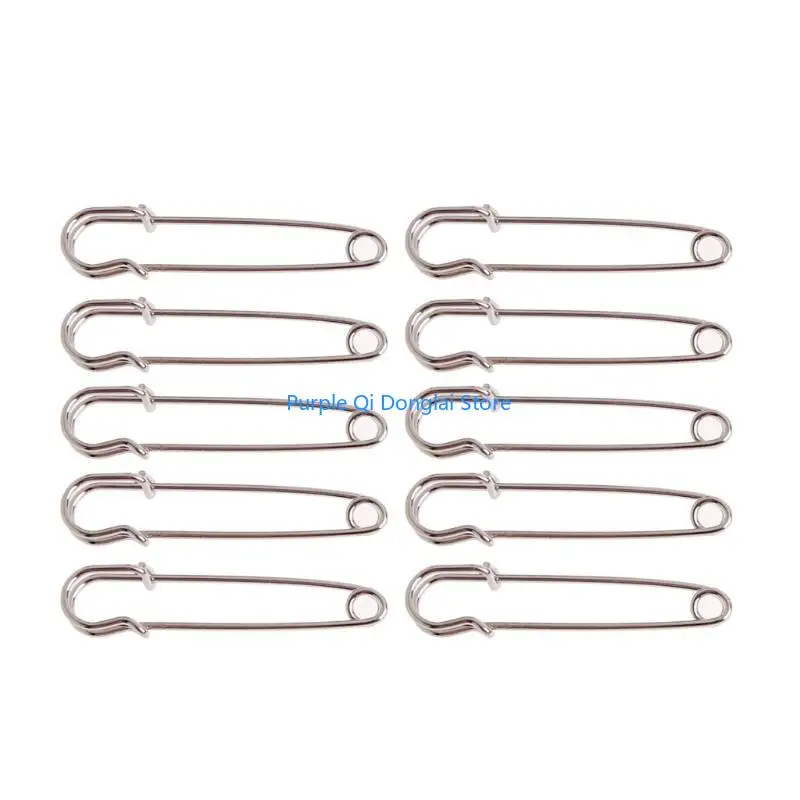 L21E 10 Pcs/Set Silver Tone Safety Pins Large Strong Heavy Duty Pinning Findings DIY Sewing Tools for Clothes Crafts Sewing
