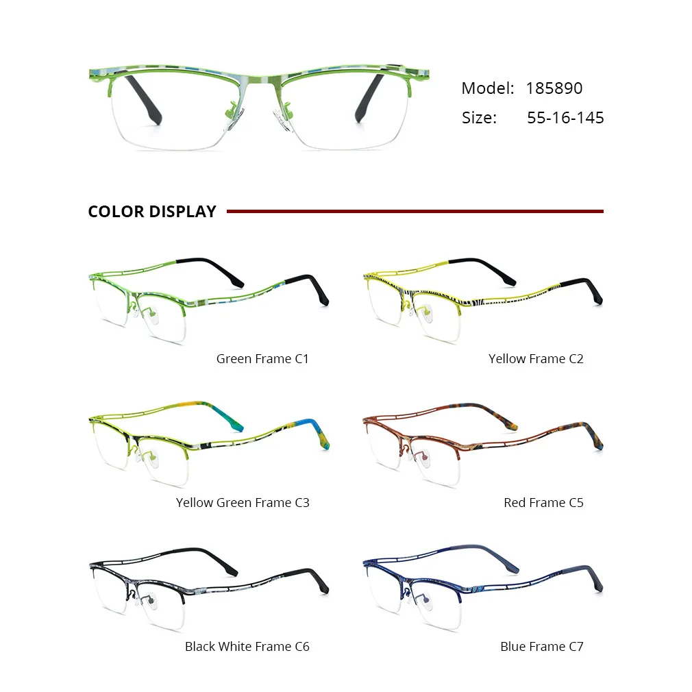 JMISUS แว่นตาโปรเกรสซีฟไทเทเนียมบริสุทธิ์ทรงสี่เหลี่ยมกรอบกึ่งไร้ขอบกรองแสงสีฟ้าแบบโฟโตโครมิกสำหรับผู้ชายและผู้หญิง
