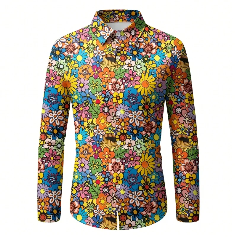 2026 New Fashion Men's Shirt Personalized Printed Shirt Long Sleeve Casual Business Shirt Fashion Trend Personalized Men's Wear view 6