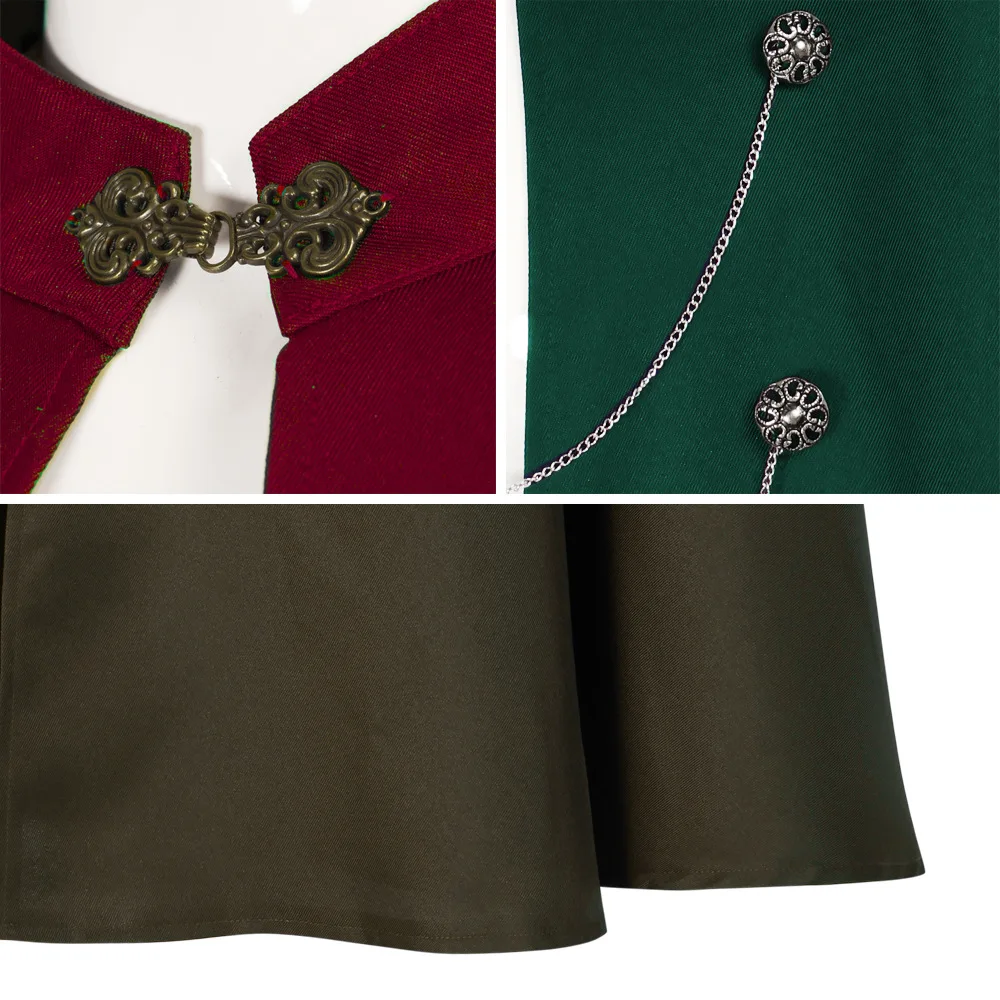 Medieval Gothic Cloak Medieval European Retro Royal Hooded Costumes for Men and Women.