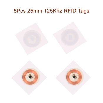 5 adet 25mm 125Khz RFID etiketleri RFID yazılabilir çıkartmalar yakınlık kartları yeniden yazılabilir yapışkan etiket RFID fotokopi kimlik kartı için