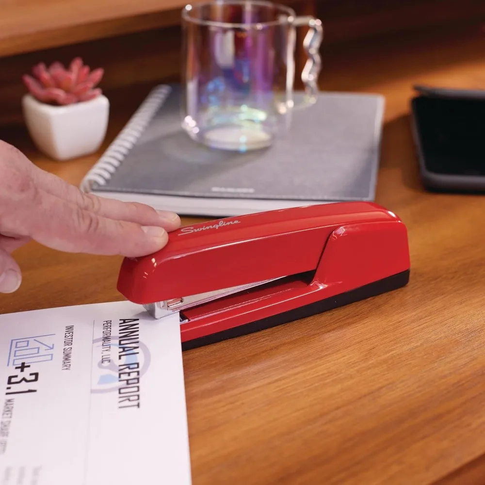 Jam-Free Metal Stapler, 30 Sheet Capacity, Rio Red Desktop Stapler with Lifetime Warranty
