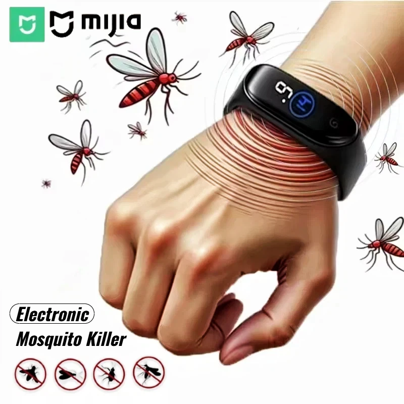 Bracelet anti-moustiques Xiaomi MIJIA, ultrasonique, sans produits chimiques, sportif, efficace, anti-moustiques électronique, pour la maison et l'extérieur