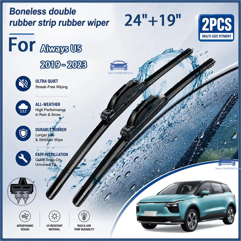 

Front Wiper Blades For Aiways U5 2019 - 2023 Windshield Windscreen Clean Window Car Rain Brush Nature 24"+19" Modification parts