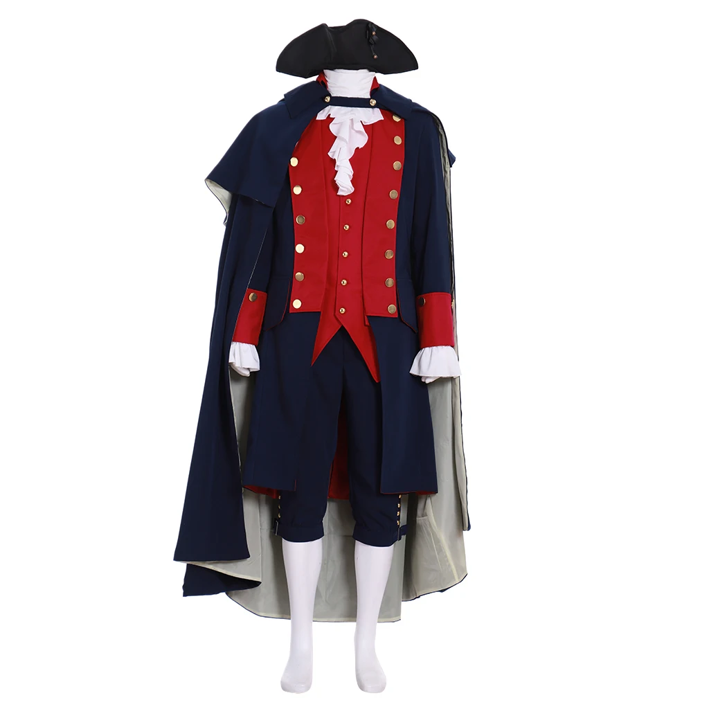 Turn Cosplay Abe Woodhull Major Hewlett Cosplay Costume 18th Century Outfits George Washington Colonial Cloak Suits Custom Made