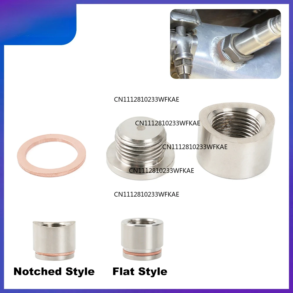 Stainless Steel M18 X 1.5 O2 Oxygen Sensor Plug Mounting Plug and Plug Adapter with Notched Mounting Nut THB078