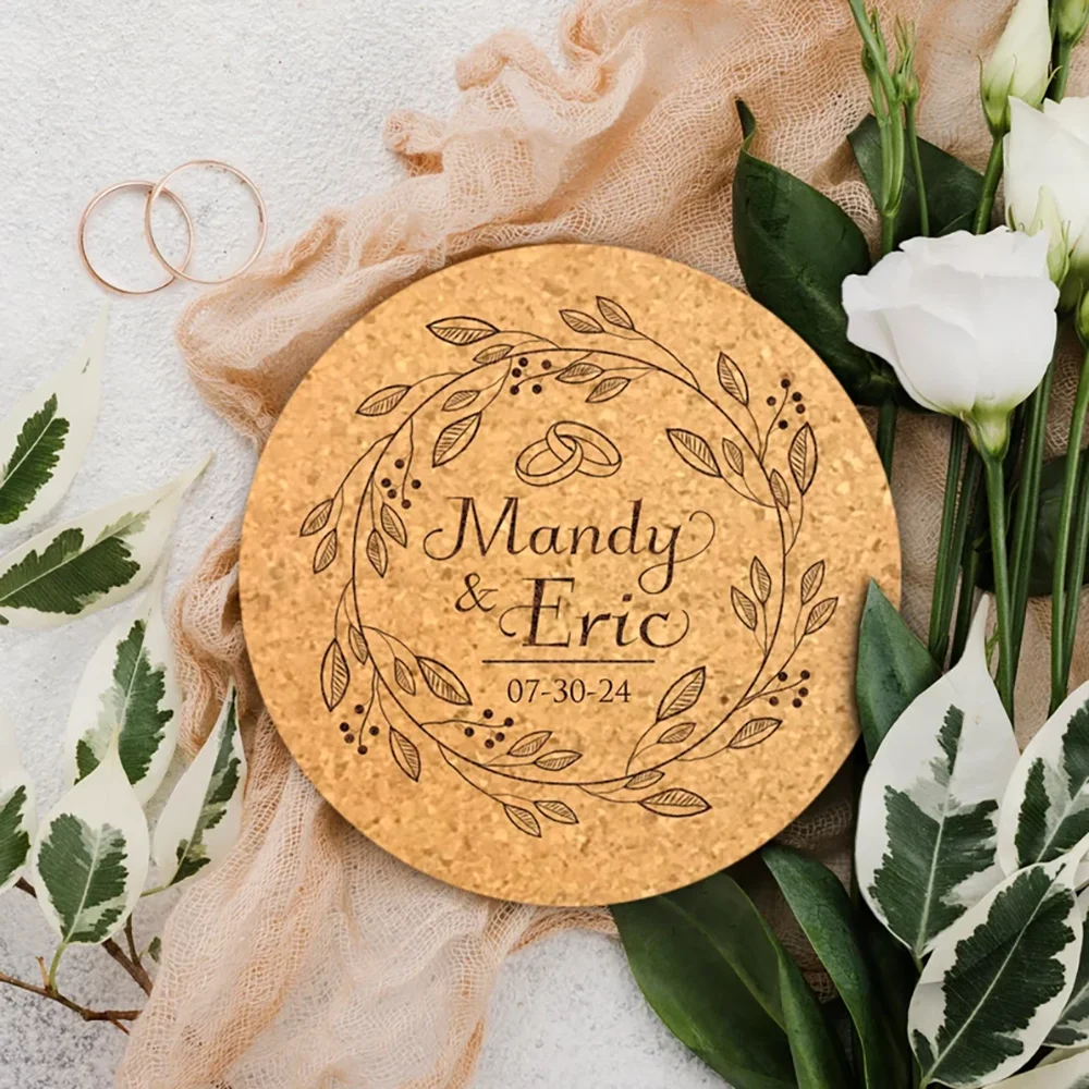

10Pcs Personalized Wedding Coasters Cork Coaster Engagement Bachelorette Party Favors Wedding Reception Cork Favors Table Decor