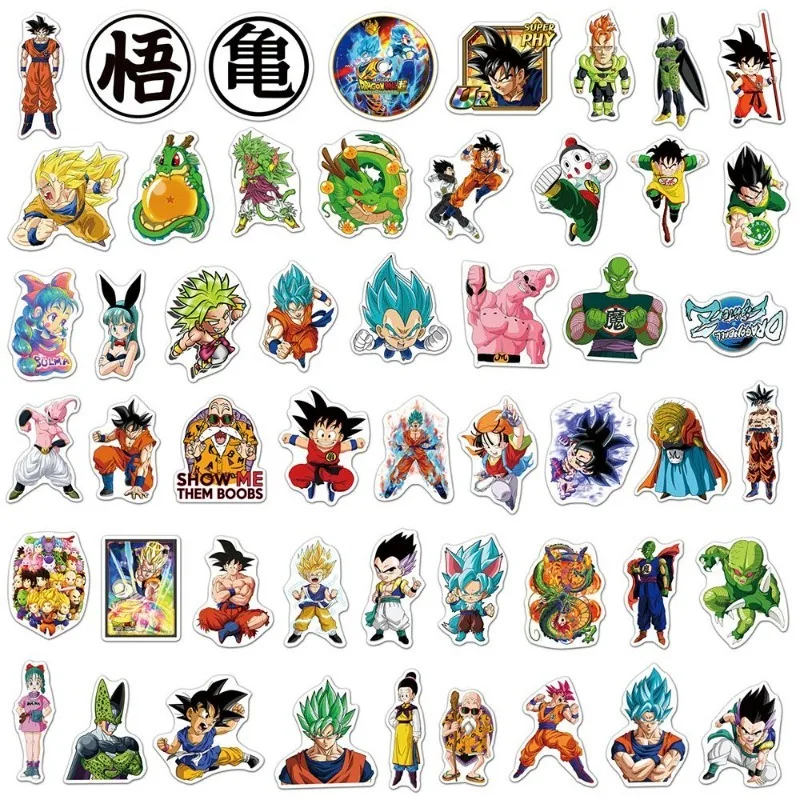 50pcs Dragon Ball stickers Cartoon anime merchandise for luggage journals waterproof decorative stickers children's toy gifts