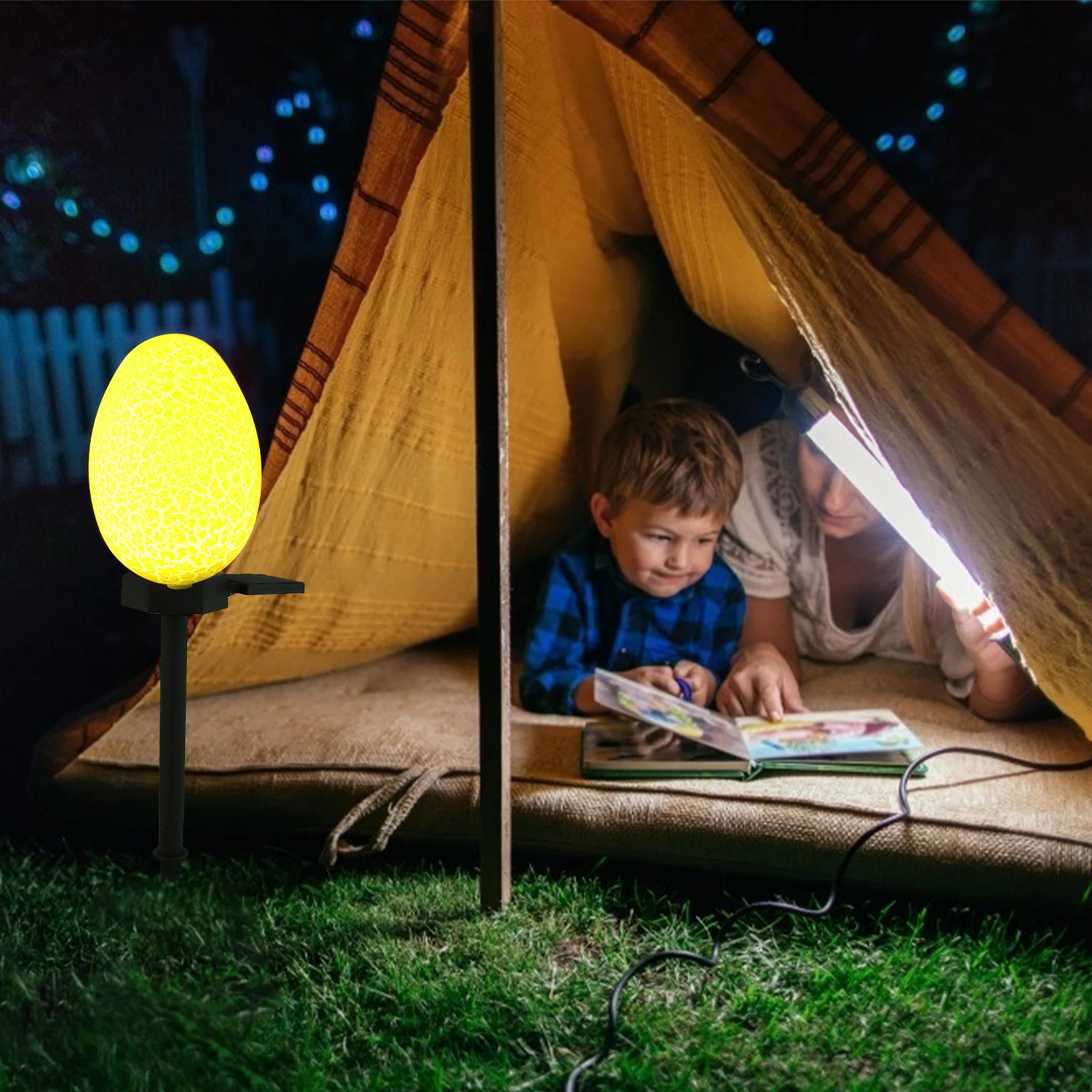 

Solar Powered Colorful Egg Lights Blue Easter Theme Yard Decor Waterproof Outdoor Garden Lamp Landscape Lighting