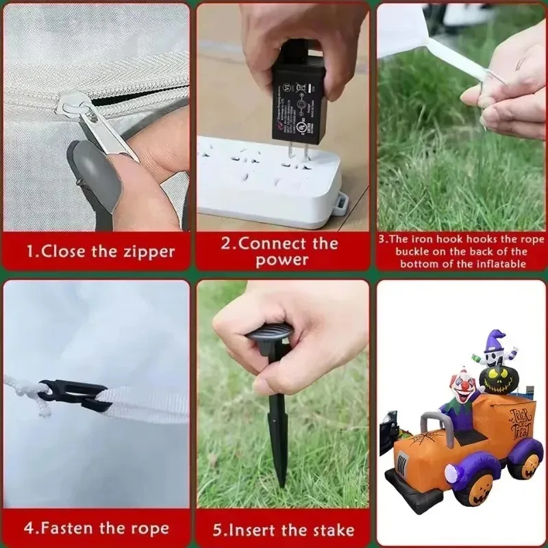 8FT عطلة الهالوين الإضاءة نفخ اللعب مهرج شبح شاحنة المدمج في المصابيح لحديقة ساحة الطرف الديكور تفجير نموذج