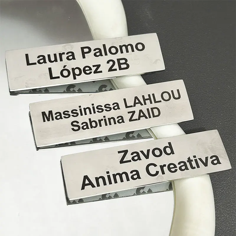 Custom Laser Engrave Photo Text Adhesive Mailbox ID Door Tag Plate 70*20mm Stainless Steel Logo Nameplate Brooch Family Jewelry