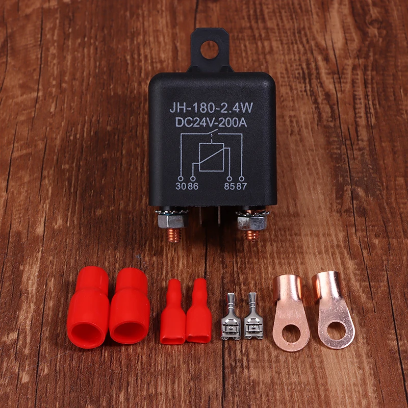 1pc Black Car Battery Separator Coupler Power Switches 4Pin Dual Battery Isolator Relay 120A 200A 12V 24V Battery Circuit Cutter