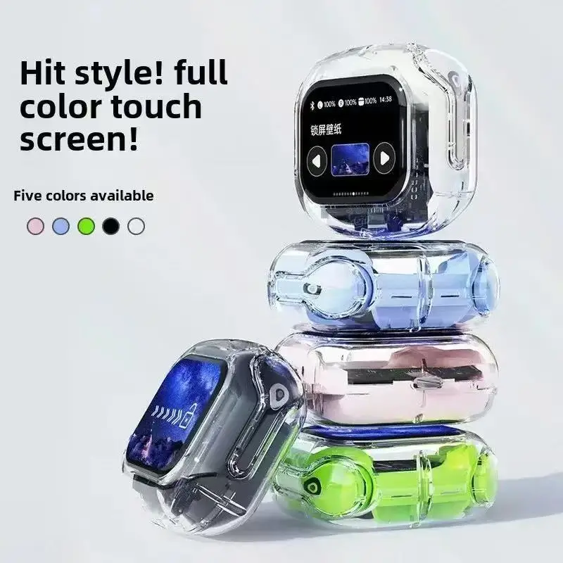 

Popular color screen Bluetooth headset Air Max fully transparent multi-function headset noise-cancelling headset