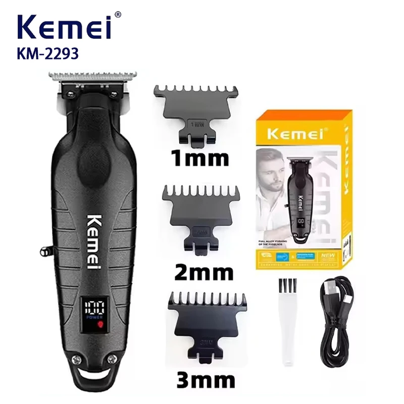 KEMEI KM-2293 Men Hair Clippers for Hair Cutting Professional Cordless Barber Hair Trimmer for Men with LED Display Rechargeable