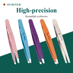 High-Quality Eyebrow Tweezer Colorful Hair Beauty Fine Hairs Puller Stainless Steel Slanted Eye Brow Clips Removal Makeup Tools